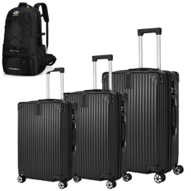 3-piece Hard Shell Luggage Set, Suitable For Both Long-distance And Short Distance Travel. Equipped With Four-wheel Rollers, Password Lock, And Hiking