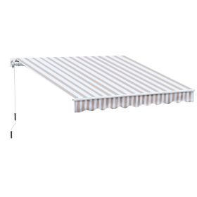 Outsunny 10' x 8' Retractable Awning, Patio Awnings, Sunshade Shelter w/ Manual Crank Handle, UV & Water-Resistant Fabric and Aluminum Frame for Deck