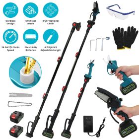 4 in 1 Cordless Pruning Shear and Electric Chainsaw With Max 5.5FT Extension Poles 4'/6' Pole Saw SK5 Blade Brushless Pruning Shear With 2Pcs 3.0Ah Ba