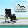 Outsunny Zero Gravity Lounge Chair Set, 2 Pieces Reclining Folding Outdoor Lounge Chairs with Cushion, Headrest, Side Tray, Black