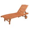 183*58*36.5cm Outdoor Garden Fir With Wheels And Drawers Two-Speed Adjustment Garden Wooden Bed Burlywood
