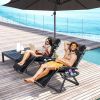 Outsunny Zero Gravity Lounge Chair Set, 2 Pieces Reclining Folding Outdoor Lounge Chairs with Cushion, Headrest, Side Tray, Black