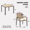 All Weather 5-Piece Patio Dining Table Sets, Patio Conversation Set Acacia Wood Table Top with Umbrella Hole, Rattan Outdoor,Yellow Color