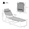 Outsunny Folding Chaise Lounge, Outdoor Sun Tanning Chair, 4-Position Reclining Back, Armrests, Removable Pillow, Light Gray