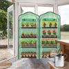 Mini Greenhouse with PE Cover Zipper Roll Up Door Mesh Plant Shelves and Black Steel Frame Pointed Roof Portable Plant House for Indoor Outdoor Garden