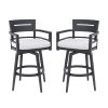 Modern Outdoor 2-Piece Swivel Bar Chairs – Aluminum Frame with Ember Black, 360° Swivel, Ergonomic Backrest & Armrests, Tapered Legs