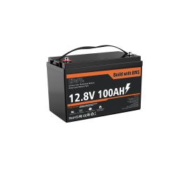 12V 100Ah LiFePO4 Battery, Lithium Battery Built-in 100A BMS 1280Wh, Deep Cycle Battery Up to 12000 Cycle Times, Iron Phosphate Battery for RV, Solar (Color: Black)