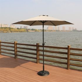 8.8 feet Outdoor Aluminum Patio Umbrella, Patio Umbrella, Market Umbrella with 33 pounds Round Resin Umbrella Base, Push Button Tilt and Crank lift (Color: as Pic)